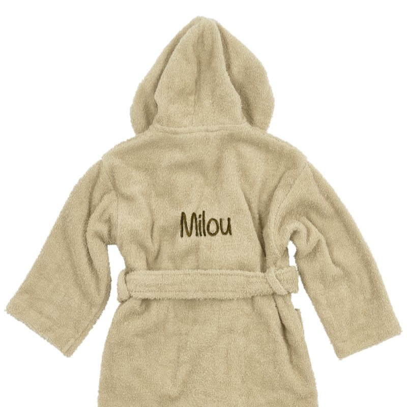 Kinderbadjas van badstof met capuchon in sand kleur, maat 86/92 – comfortabele en zachte ochtendjas voor peuters