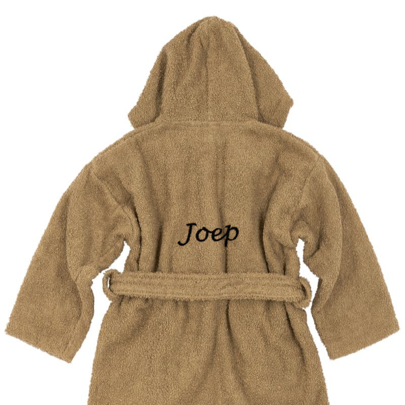 Kinderbadjas van badstof met capuchon in toffee kleur, maat 86/92 – comfortabele en zachte ochtendjas voor peuters