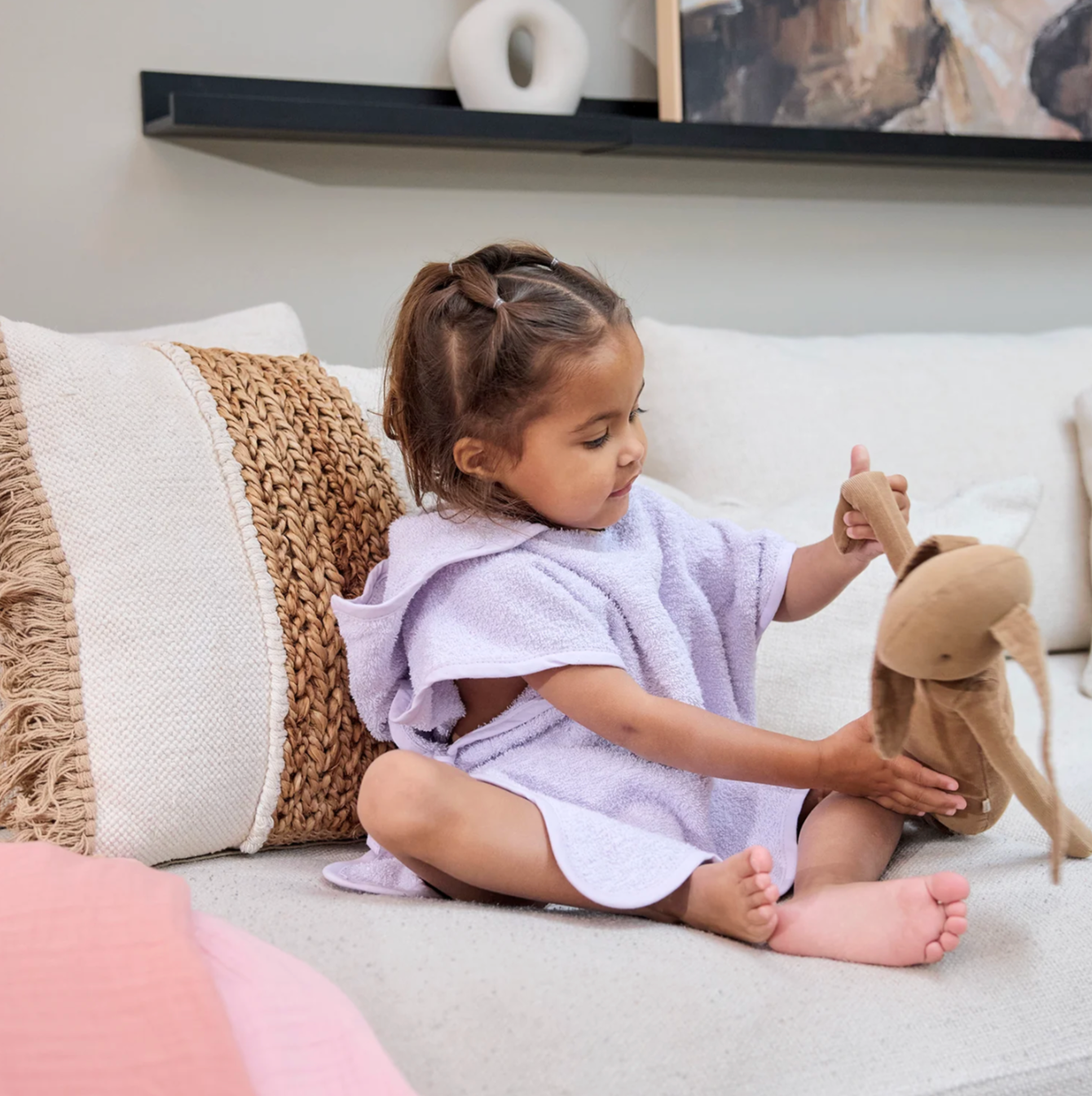 Badponcho badstof Wavy 1-3 jaar | Soft Lavender