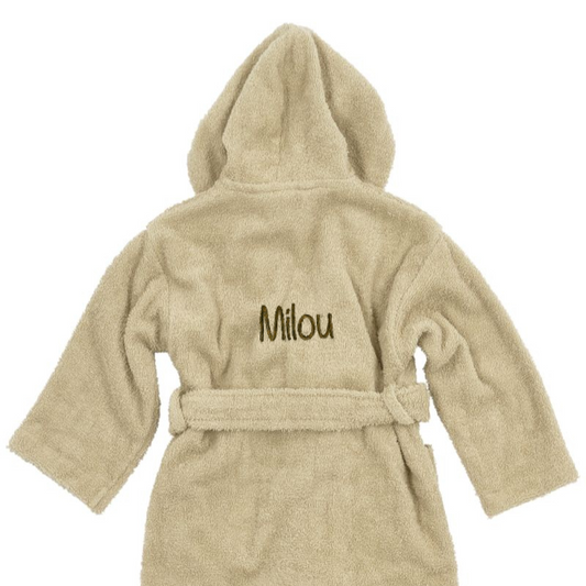 Kinderbadjas van badstof met capuchon in sand kleur, maat 86/92 – comfortabele en zachte ochtendjas voor peuters