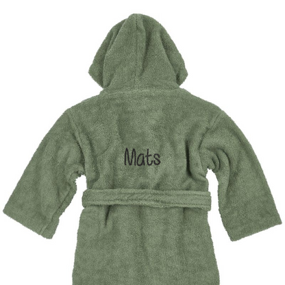Kinderbadjas van badstof met capuchon in forest green kleur, maat 86/92 – comfortabele en zachte ochtendjas voor peuters