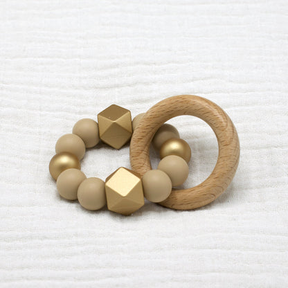 Bijtring Hexagon in kleur beige goud