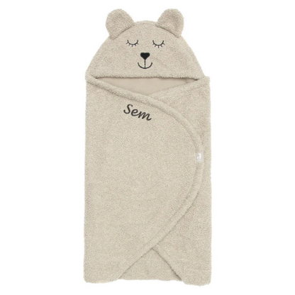 Wikkeldeken Bear Boucle in de kleur Olive Green - handig voor thuis en onderweg